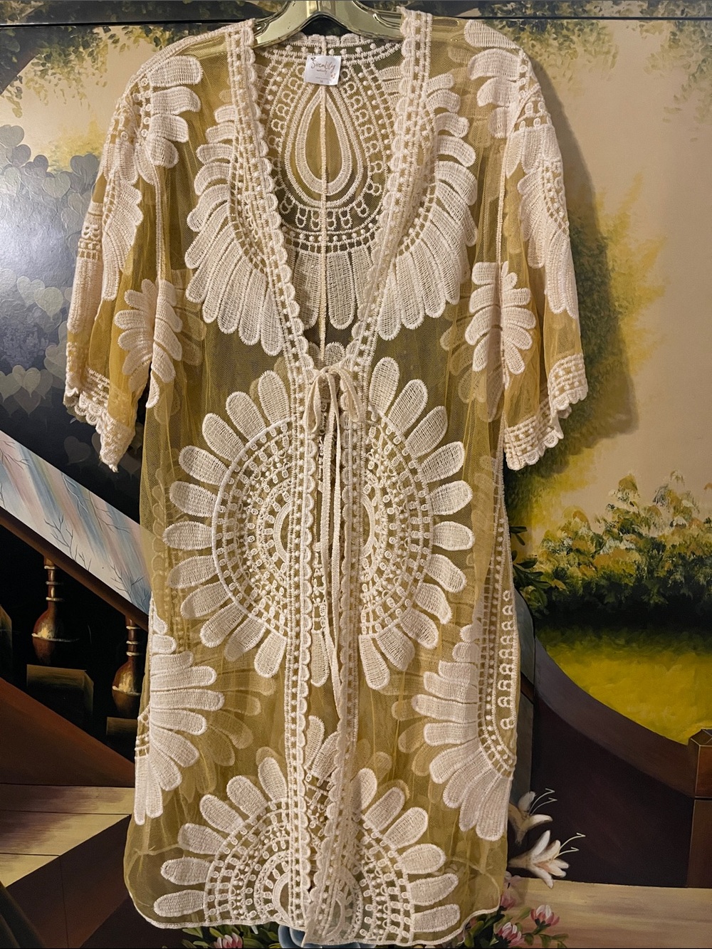 Siren Lily Cream Floral Crochet Swim Coverup